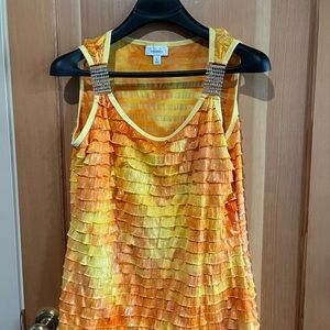Dressbarn Yellow and Orange Striped Top